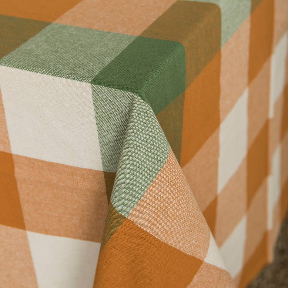Nappe à carreaux, vert et ocre, 160x270 cm | Mahe homeware