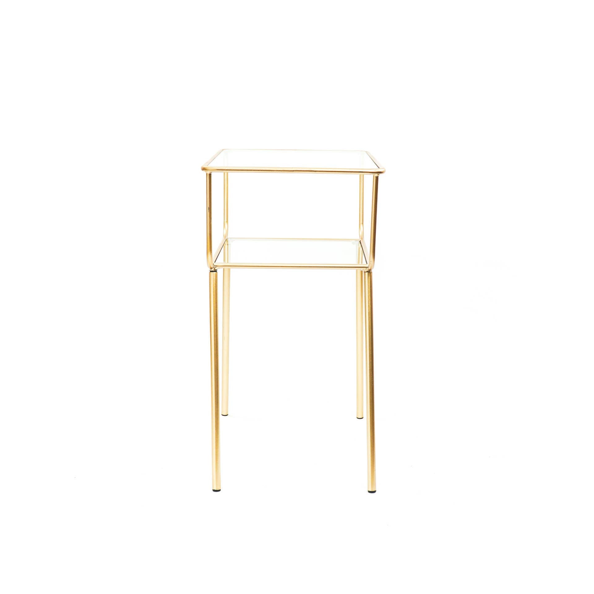 Table d'appoint en métal doré/verre