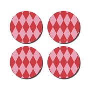 Lot de 4 dessous de verre - rose/rouge
