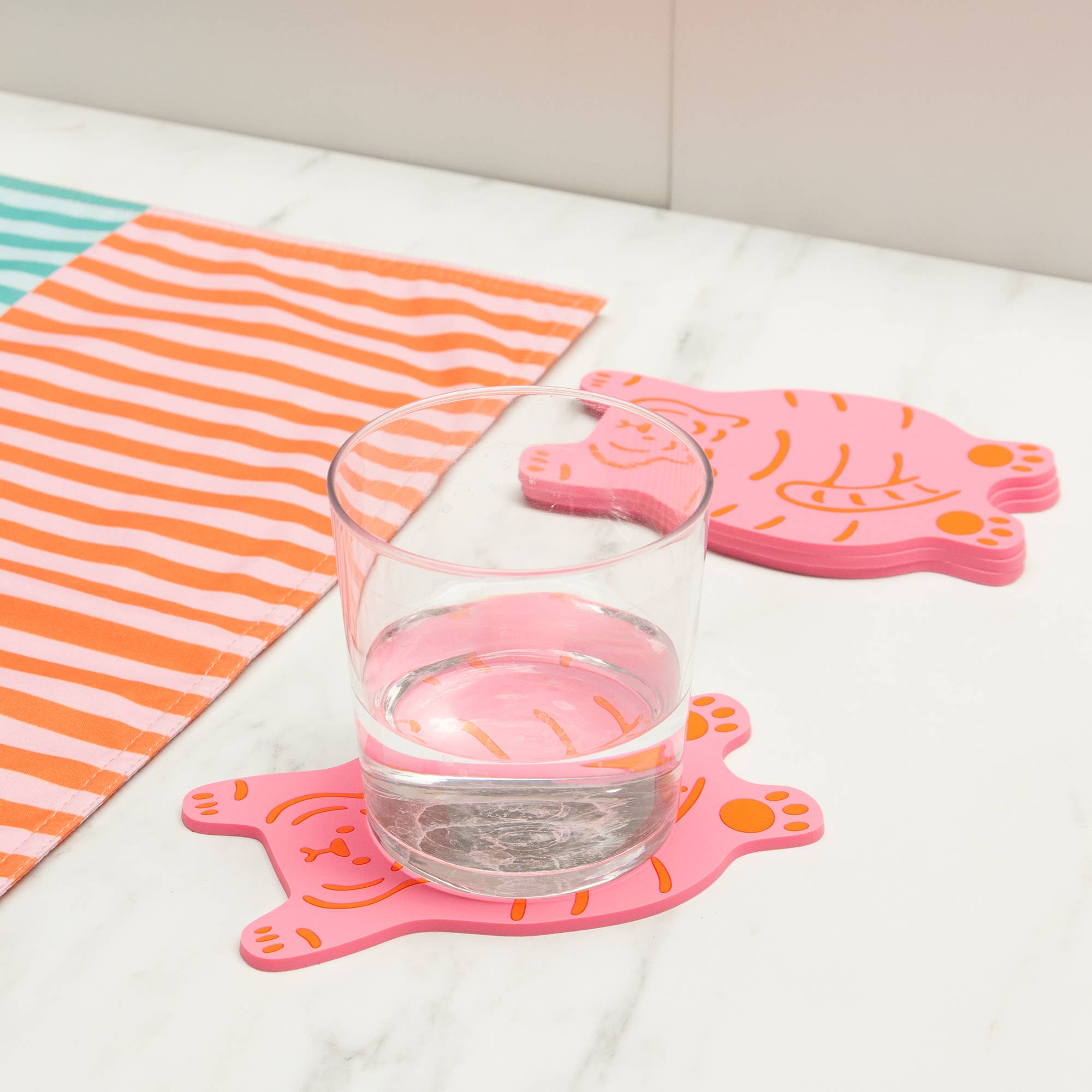 Lot de 4 sous-verre TIGRE ROSE