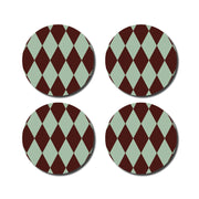 Lot de 4 dessous de verre - menthe/aubergine