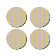 Lot de 4 dessous de verre rayés - jaune/lilas