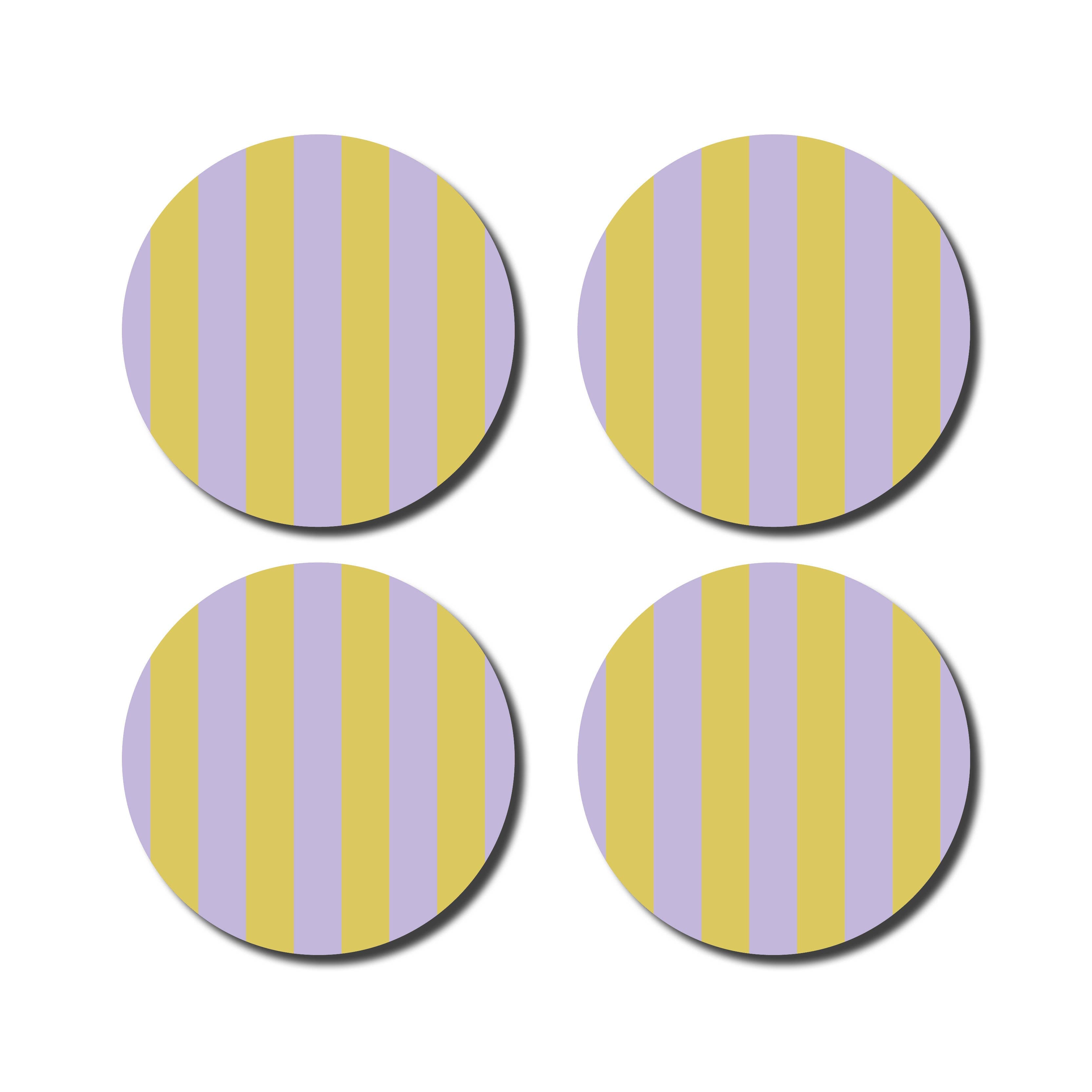 Lot de 4 dessous de verre rayés - jaune/lilas