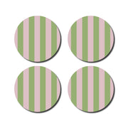 Lot de 4 dessous de verre rayés - vert/rose