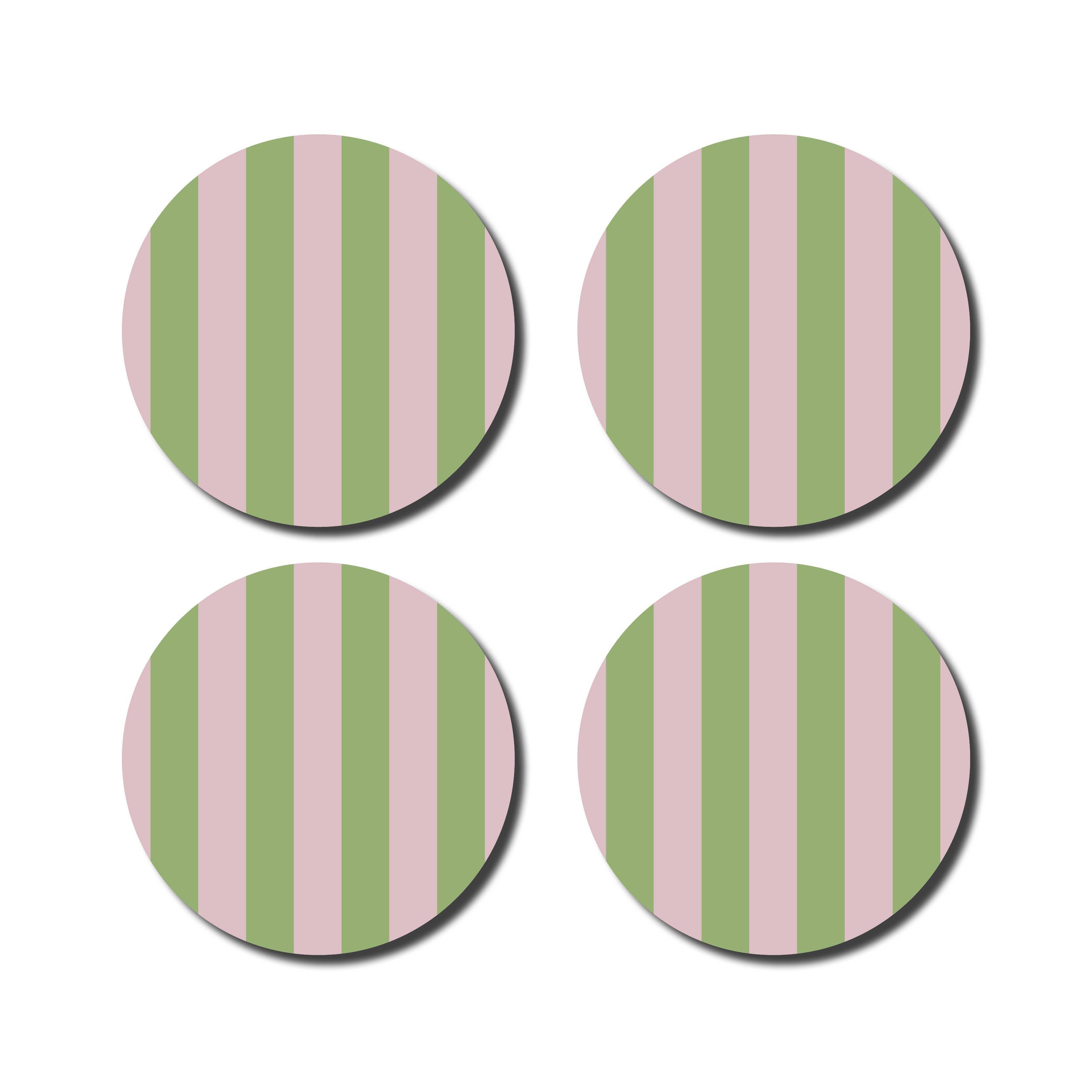 Lot de 4 dessous de verre rayés - vert/rose