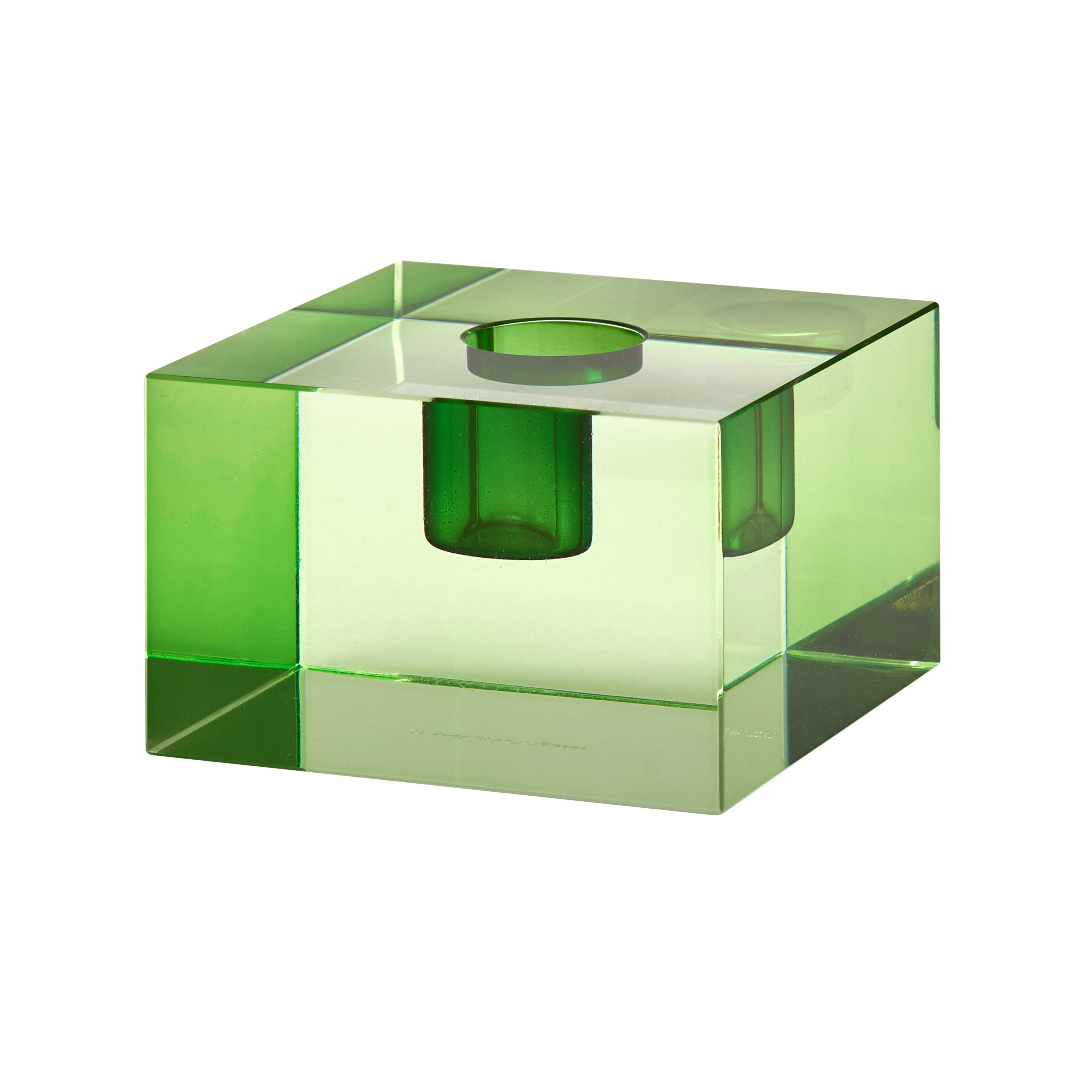 Bougeoir en cristal vert format XS cube – pour chandelle – DIOPTRICS