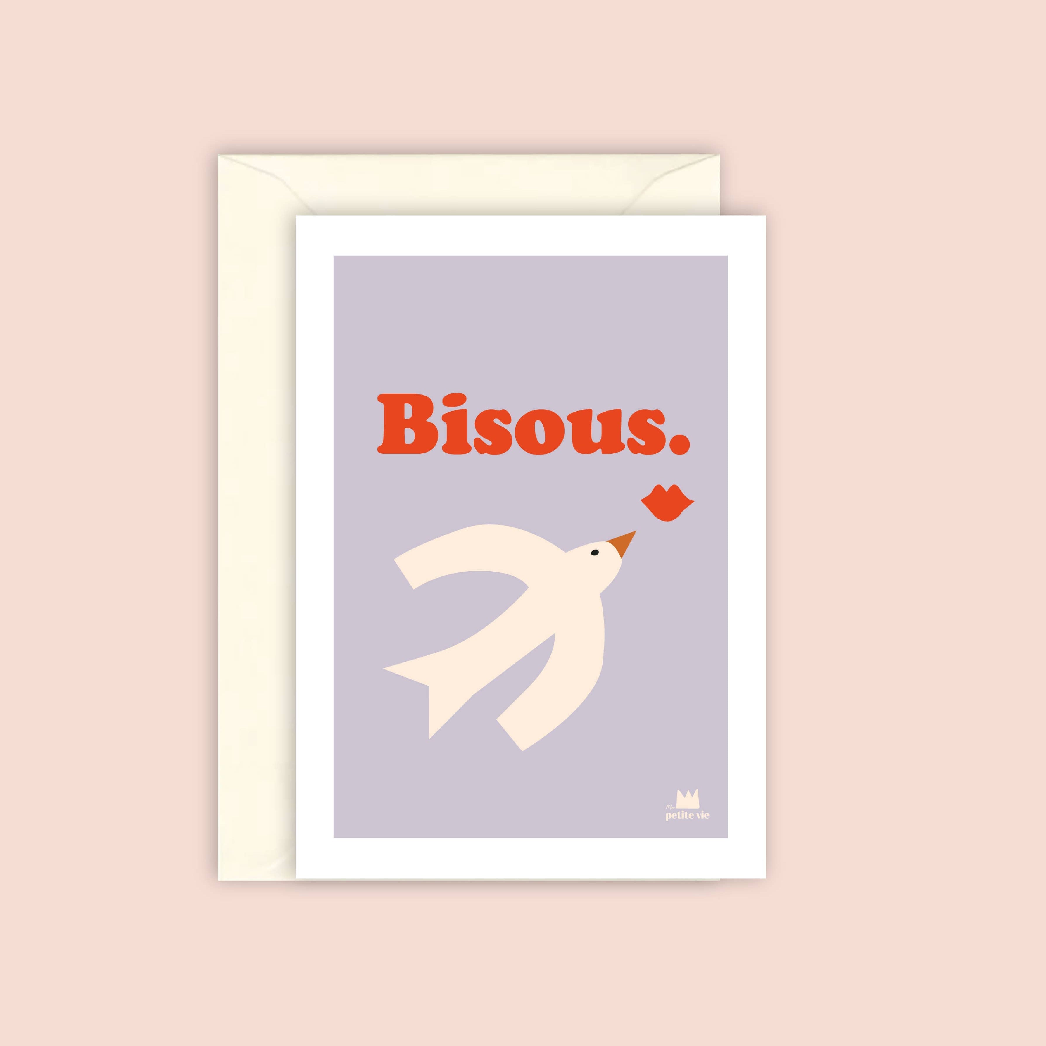 Carte - Bisous - envolée d'amour