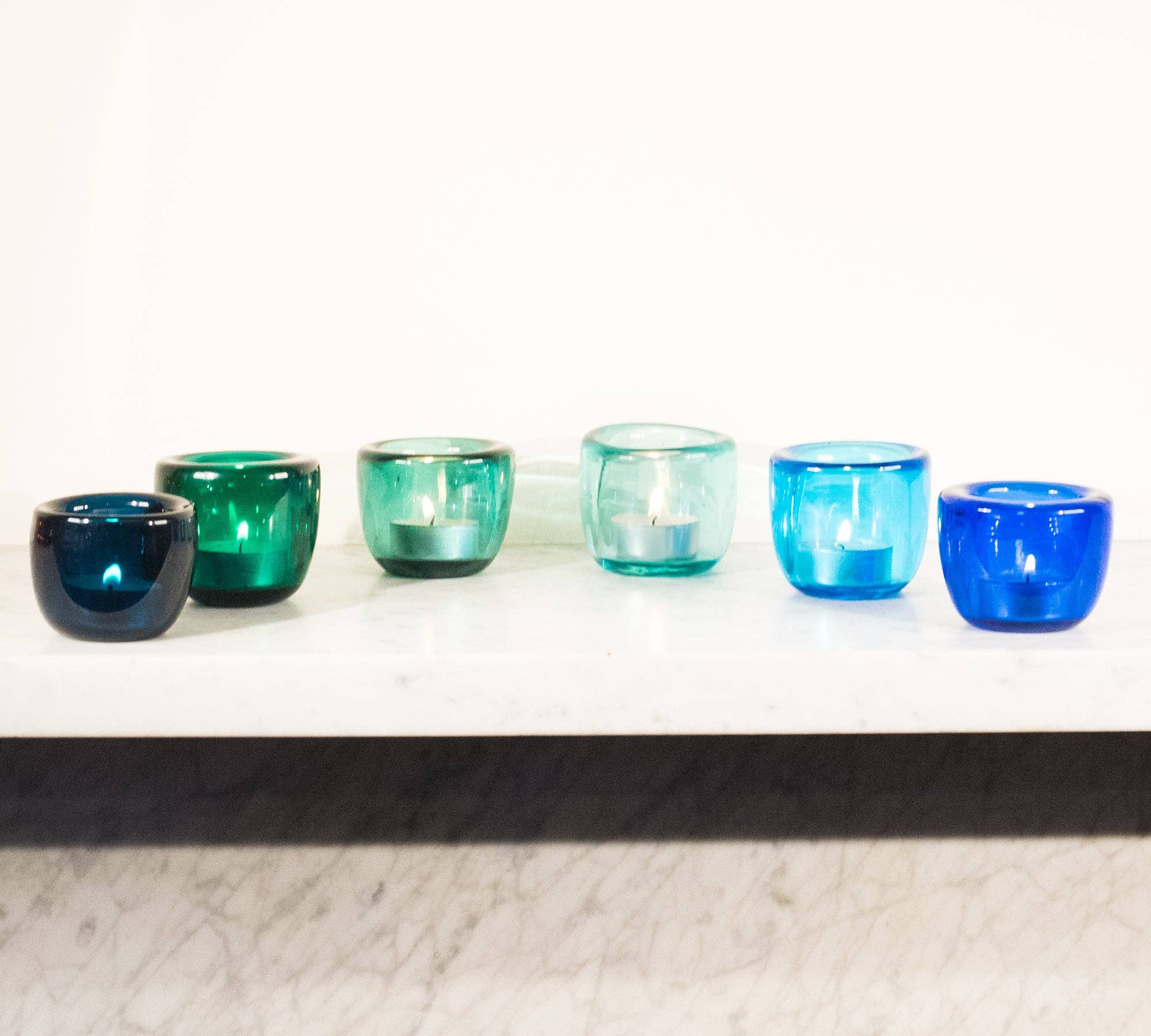 Photophore en verre soufflé – Bleu nuit