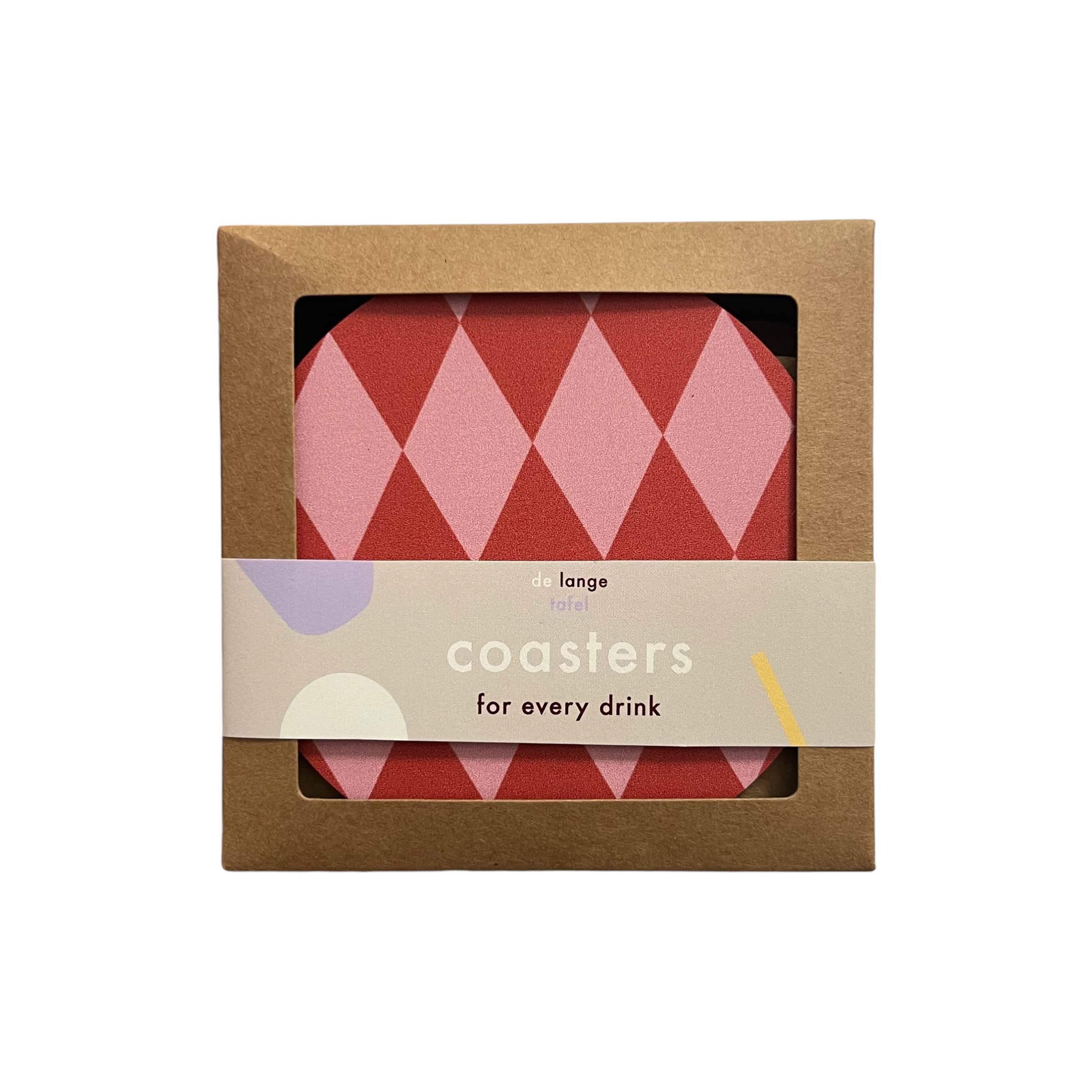 Lot de 4 dessous de verre - rose/rouge