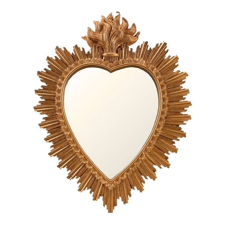 Miroir cœur Ex-voto doré – 39 cm