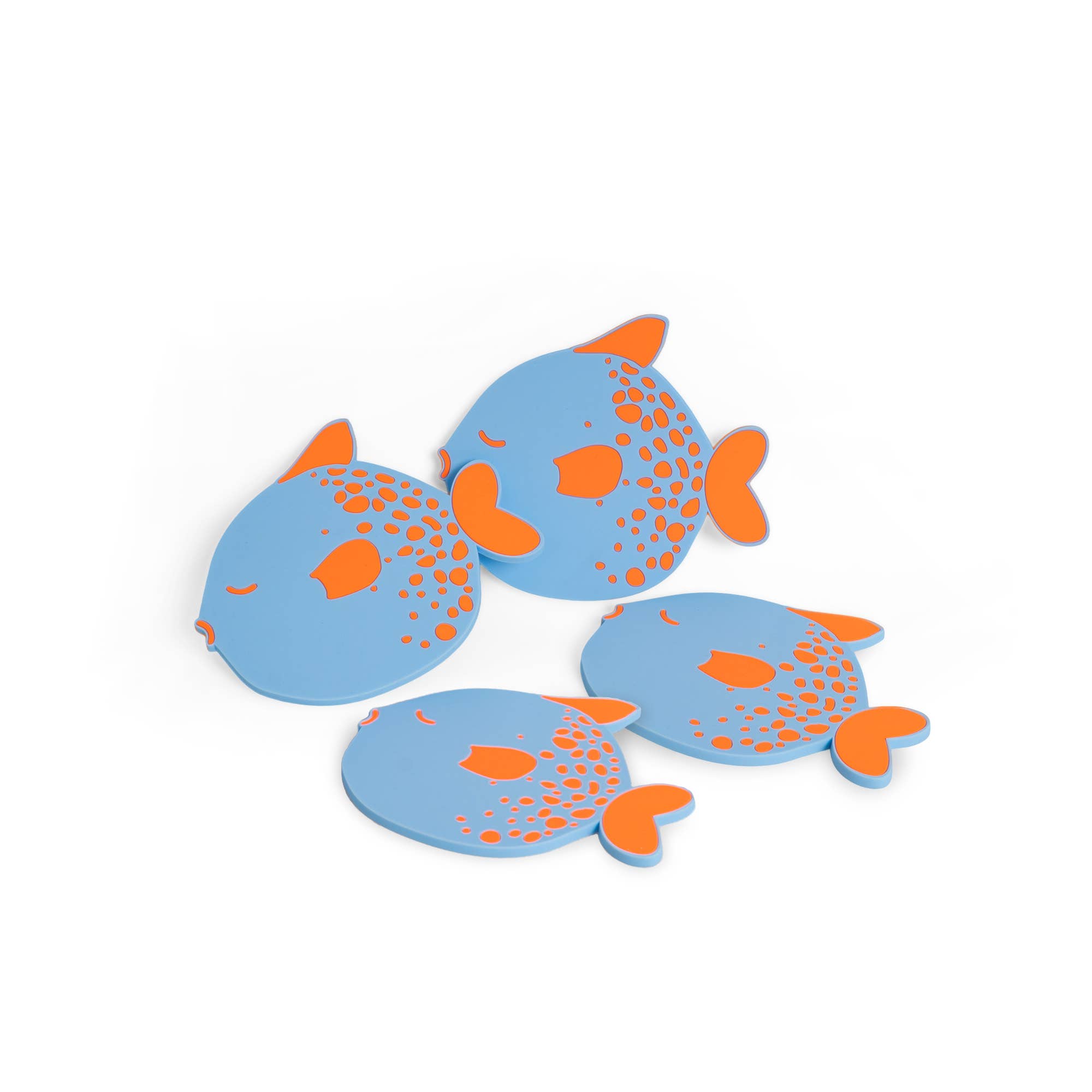 dessous de verre poisson globe silicone bleu orange helio ferretti