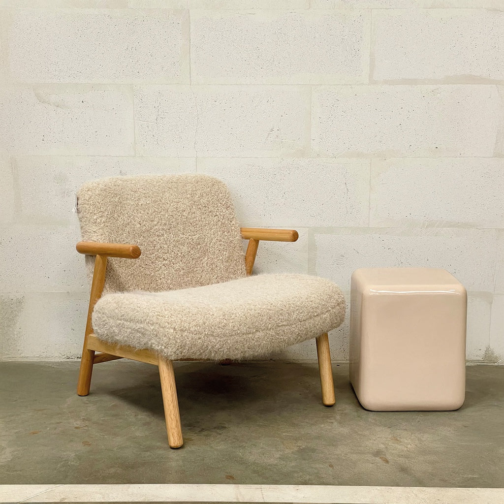 Fauteuil DENIS - beige & bois naturel