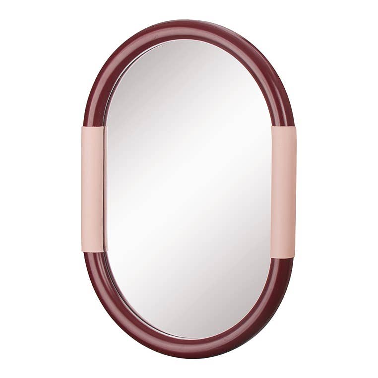 Miroir ovale bicolore – Bordeaux & rose