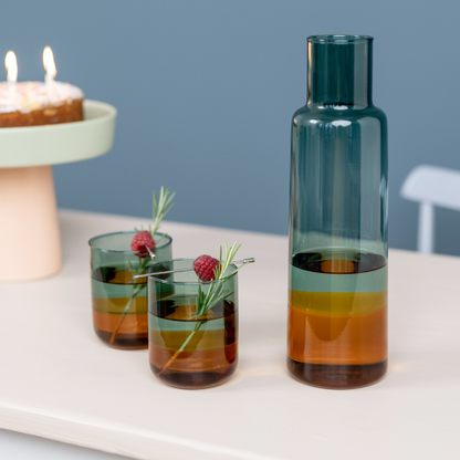 Carafe en verre OCEAN - bleu & orange
