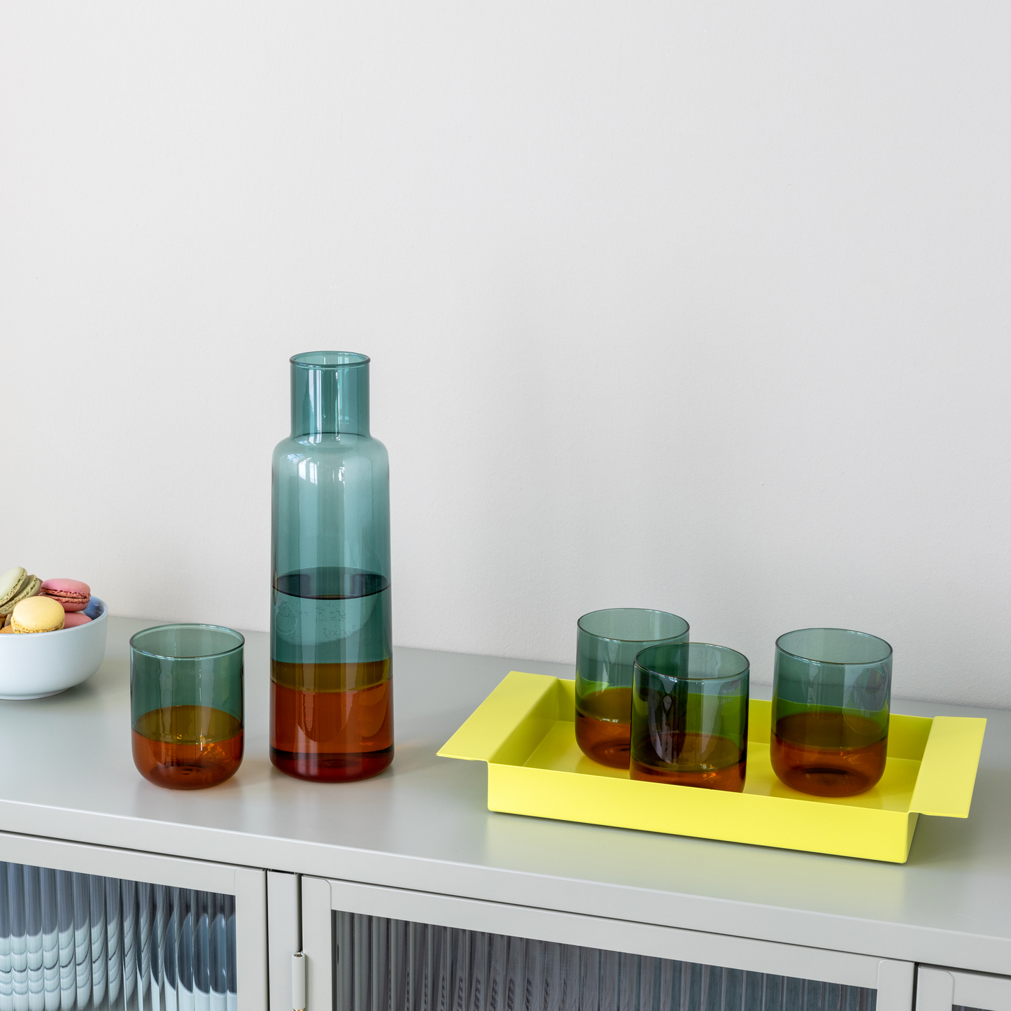 Carafe en verre OCEAN - bleu & orange