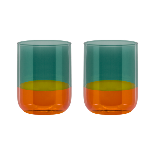 Set de 2 verres OCEAN - bleu & orange