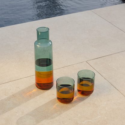 Carafe en verre OCEAN - bleu & orange