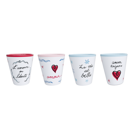 Gobelets AMOUR en LIBERTE (x4)