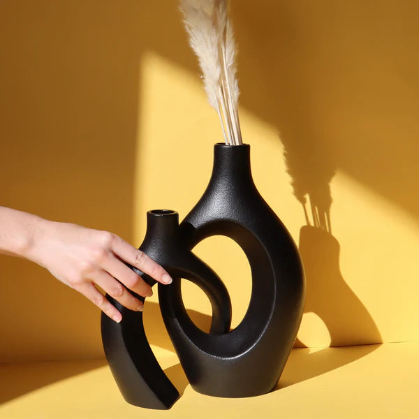 Duo de vases enlacés - noir
