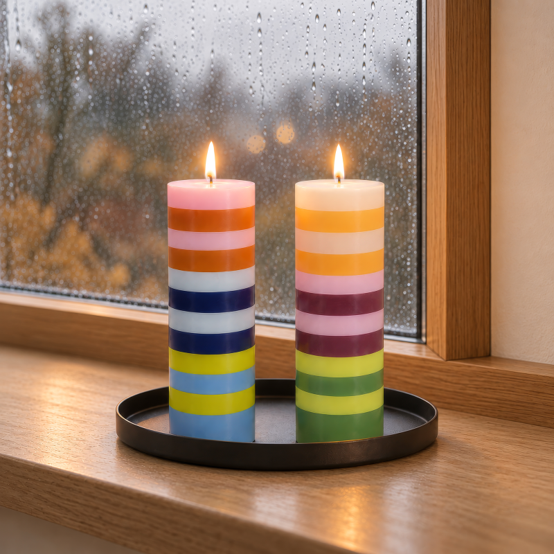 Bougies rayées PISA – Lot de 2