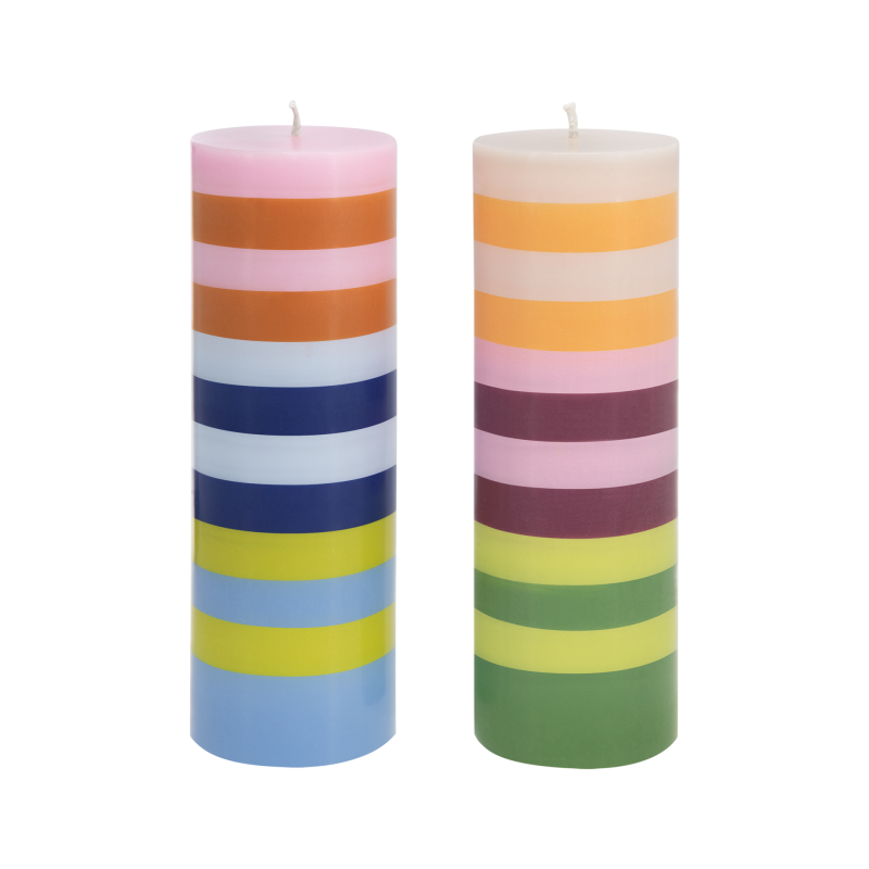 Bougies rayées PISA – Lot de 2
