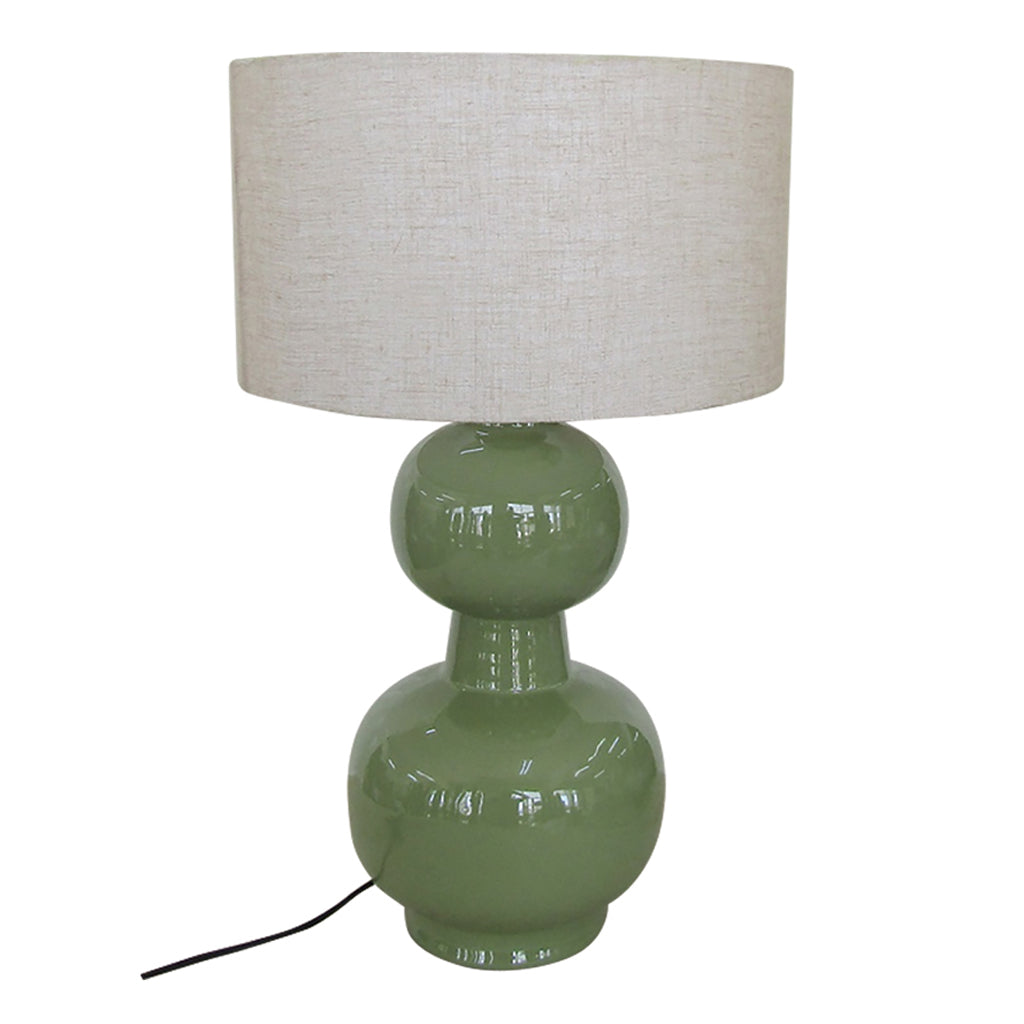 Lampe à poser LAKI vert matcha avec abat-jour tissu – Opjet Paris