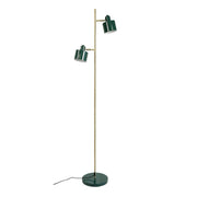 Lampadaire Dyberg Larsen Ocean – vert foncé et laiton, avec deux abat-jours orientables