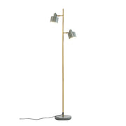 Lampadaire Ocean Dyberg Larsen – olive et laiton – 2 spots orientables avec base gris-vert
