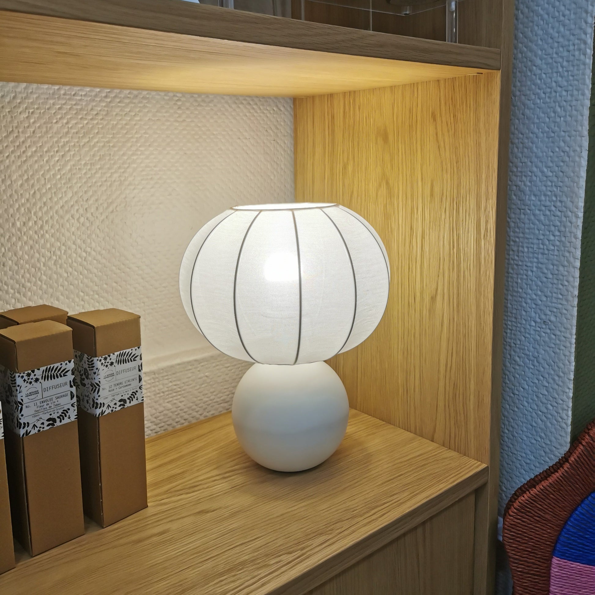 Lampe en poterie et coton, blanche - OPJET PARIS