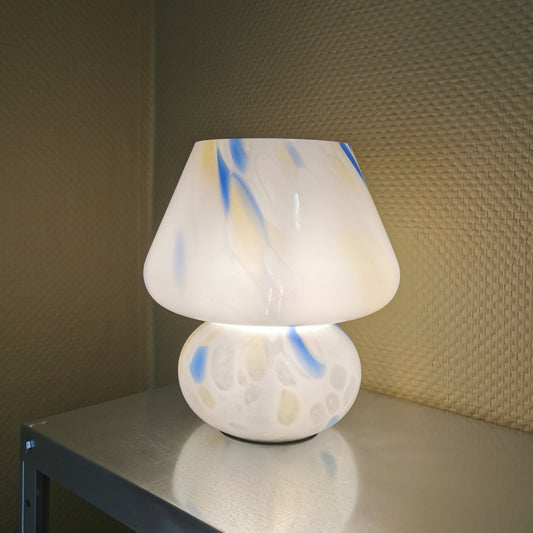 Lampe en verre soufflé, blanc bleu rose, modèle JOYFULL