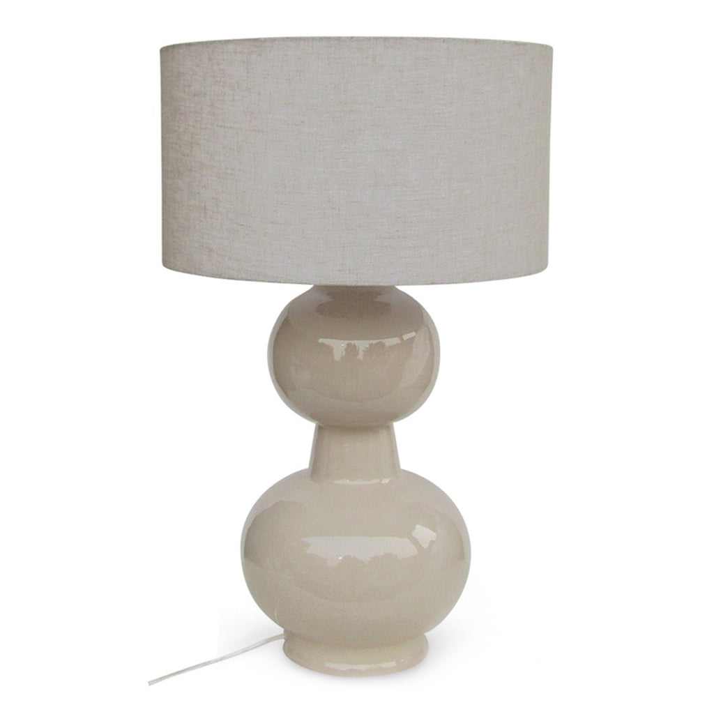 Lampe LAKI, pied ondulé en métal beige et abat-jour en tissu | OPJET Paris