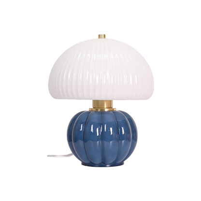 Lampe MADELEINE OPJET PARIS – base bleue et abat-jour assorti en verre