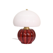 Lampe MADELEINE OPJET PARIS – verre sculpté couleur bordeaux et abat-jour blanc strié