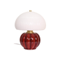 Lampe MADELEINE OPJET PARIS – verre sculpté couleur bordeaux et abat-jour blanc strié