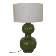Grande lampe LAKI avec pied en métal laqué kaki et abat-jour en tissu de OPJET PARIS