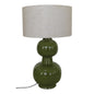 Grande lampe LAKI avec pied en métal laqué kaki et abat-jour en tissu de OPJET PARIS