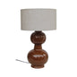 Grande lampe LAKI avec pied en métal laqué marron et abat-jour en tissu de OPJET PARIS