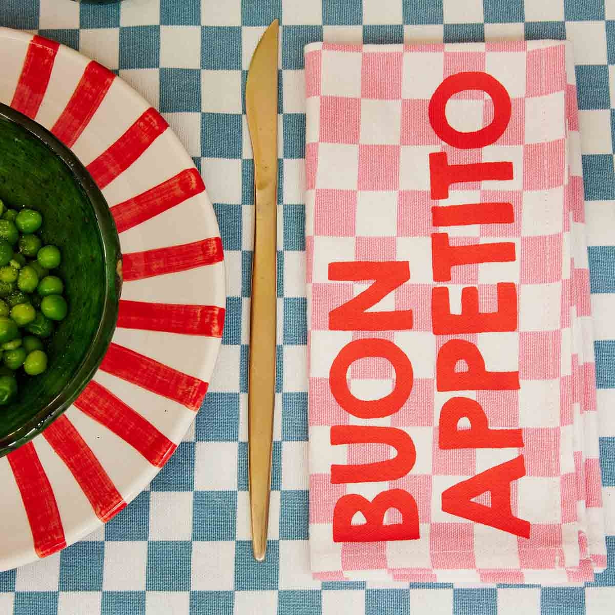 Lot de 2 serviettes JOSEPHINE - damier rose