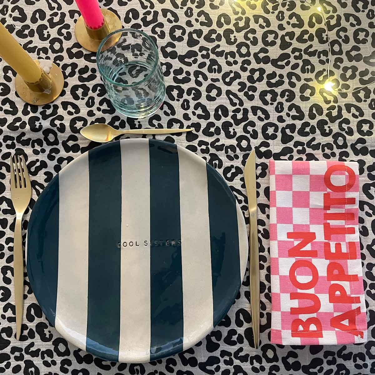 Lot de 2 serviettes JOSEPHINE - damier rose