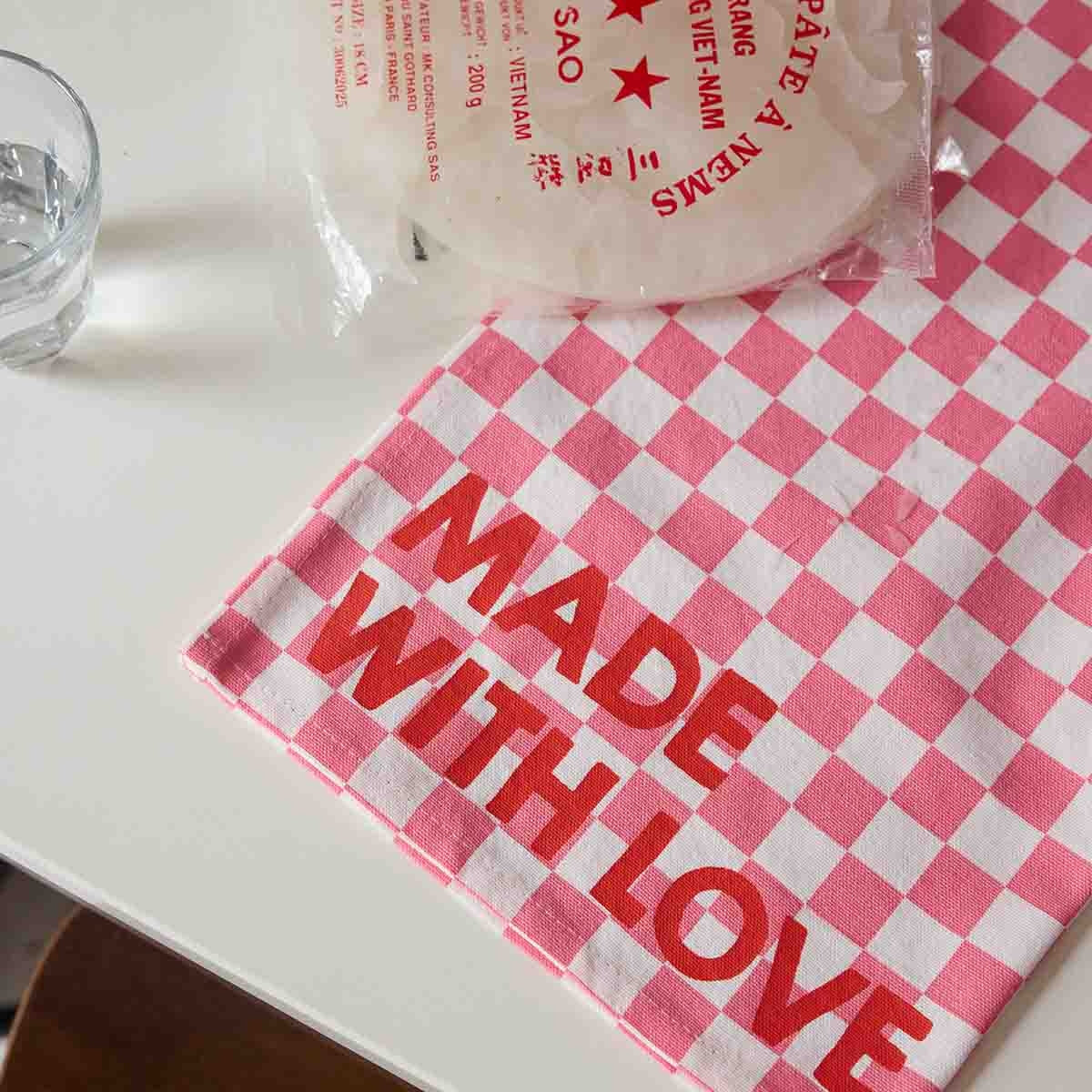 Serviette JOSEPHINE - MADE WITH LOVE - damier rose