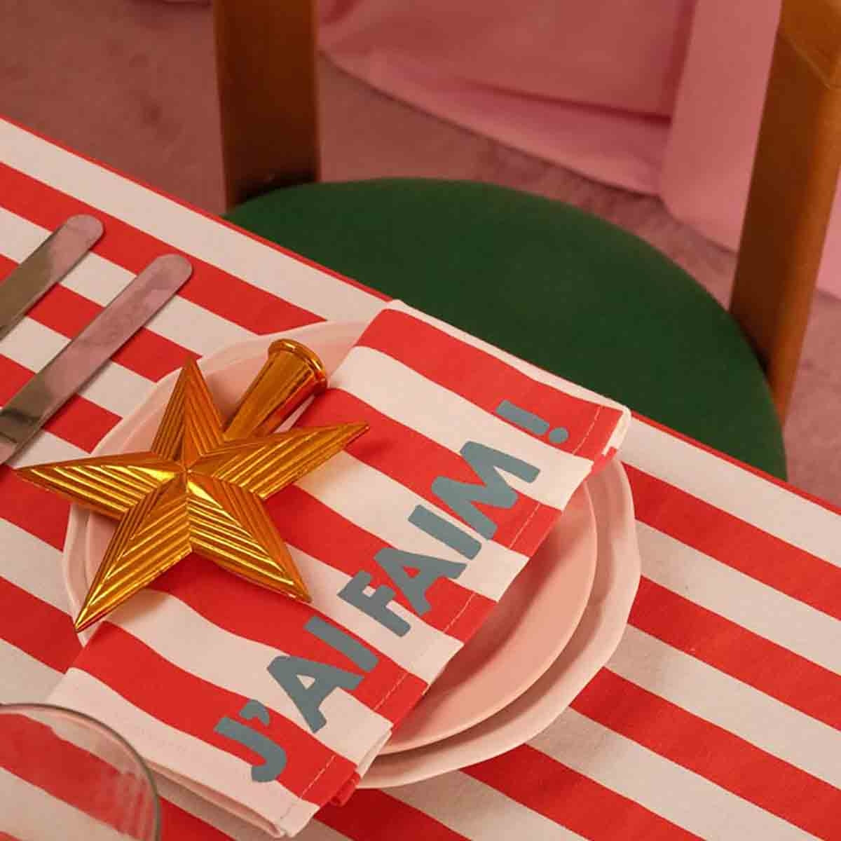 Nappe à rayures ZOE - cerise