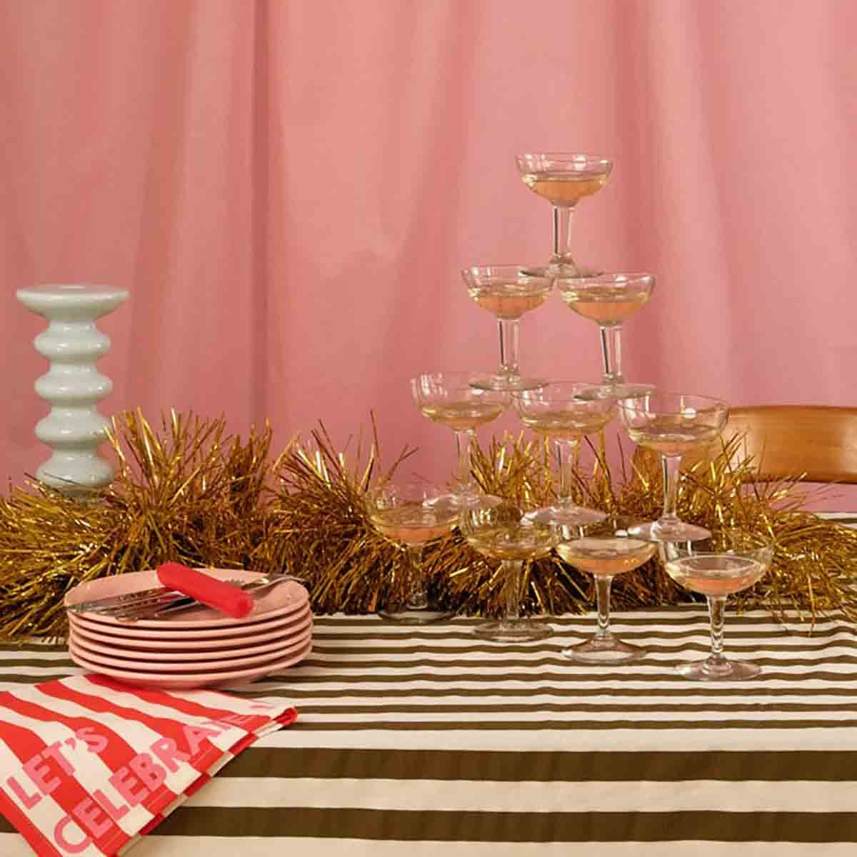 Lot de 2 serviettes JOSEPHINE - rayures cerise LET'S CELEBRATE