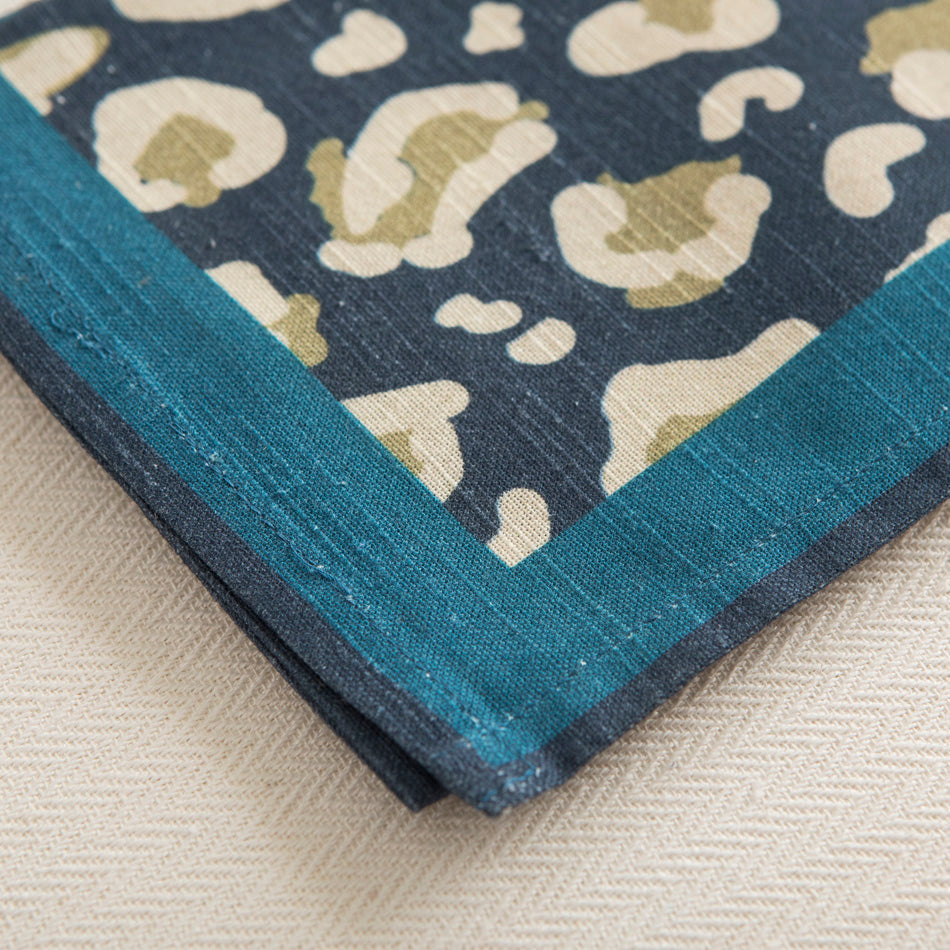 Lot de 2 serviettes - Motif léopard bleu