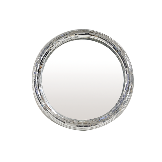Miroir DISCO rond OPJET PARIS – encadrement mosaïque miroir facettée, forme libre