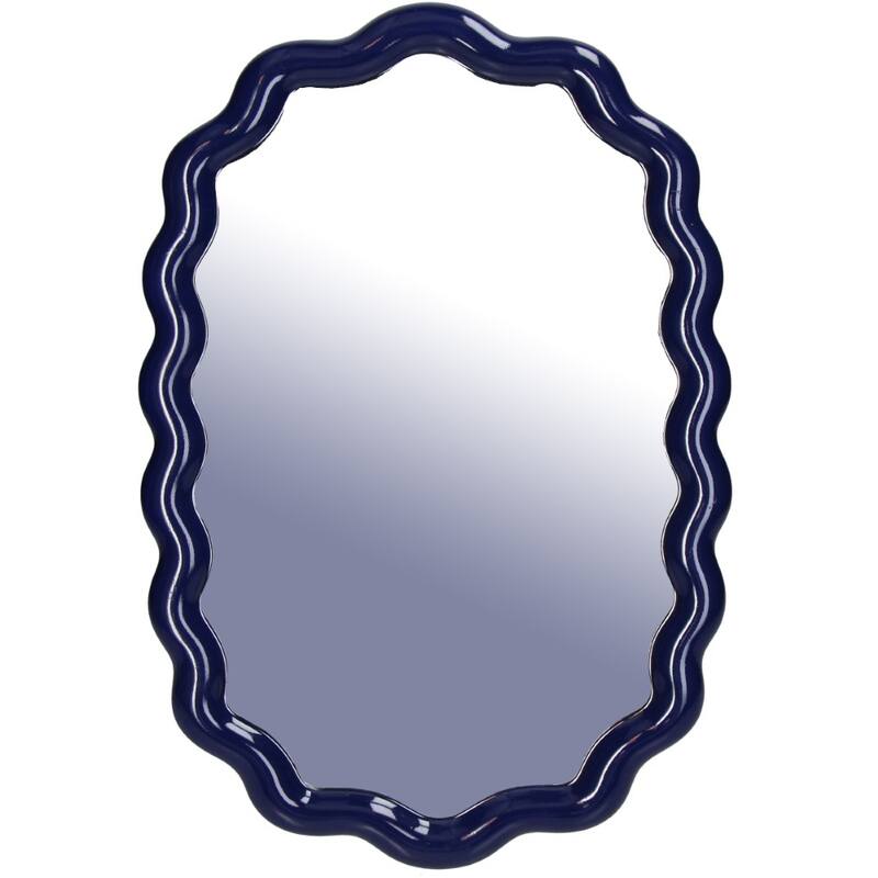 Miroir, à poser ou à accrocher, en résine, ondulé bleu | KERSTEN