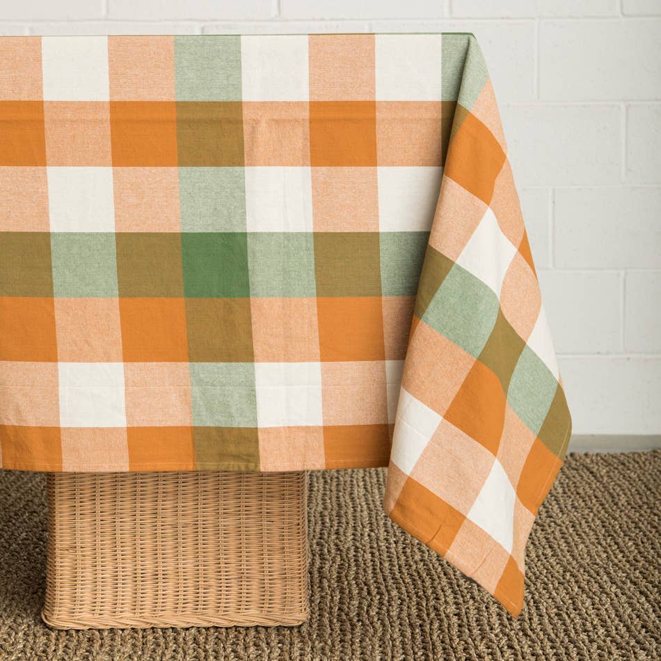 Nappe à carreaux, vert et ocre, 160x270 cm | Mahe homeware