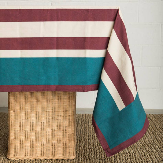 Nappe à rayures aubergine - 160 x 340 cm