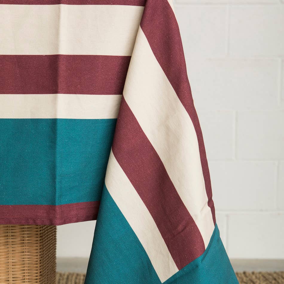 Nappe à rayures aubergine - 160 x 340 cm