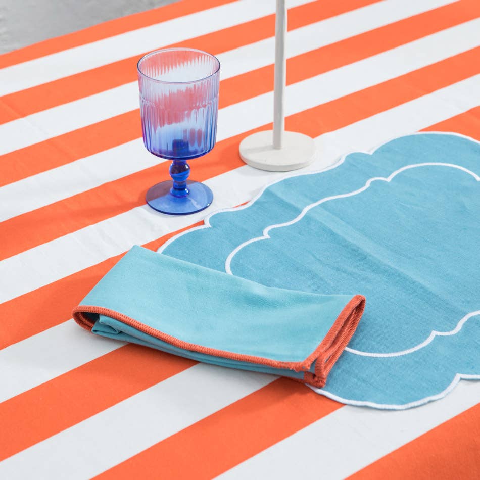 Nappe à rayures orange - 160 x 270 cm