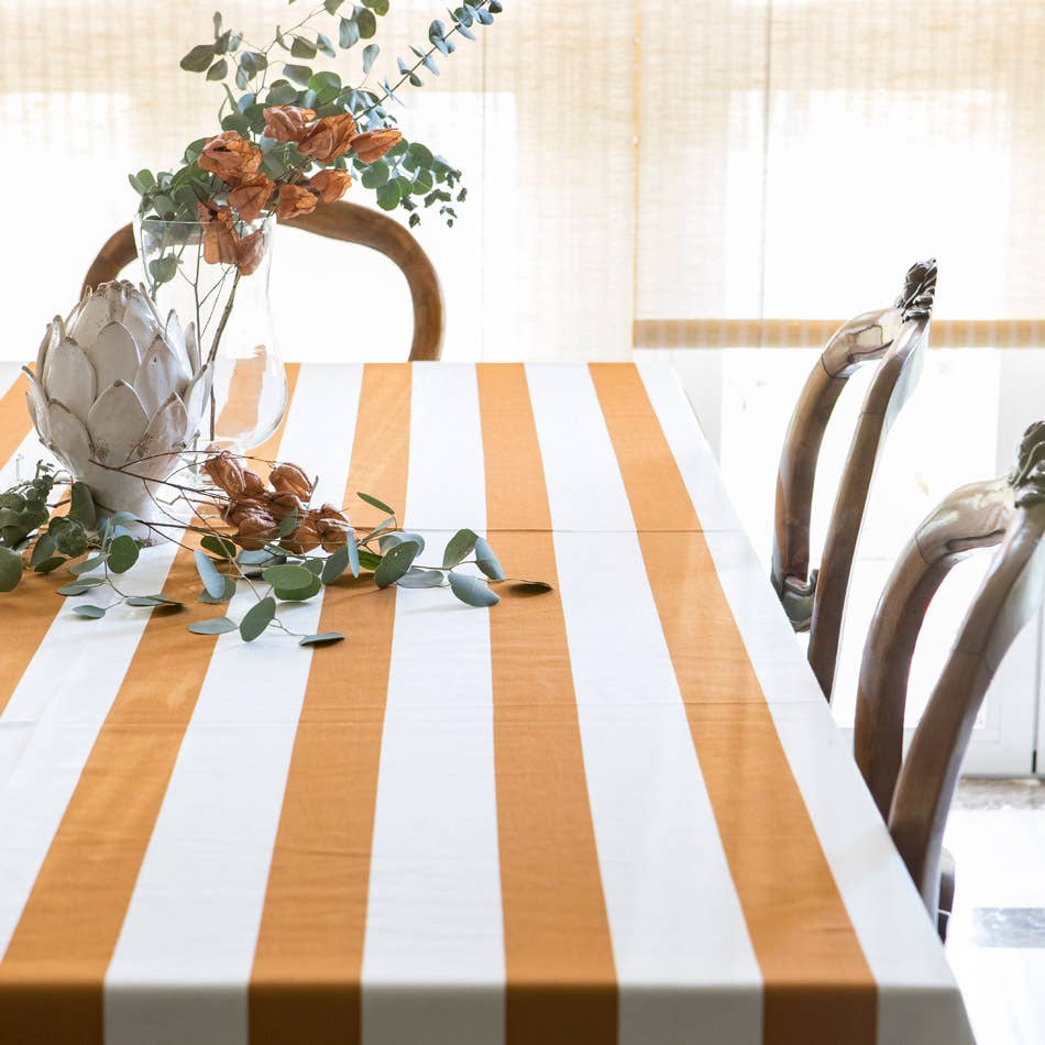 Nappe à rayures ocre - 160 x 270 cm